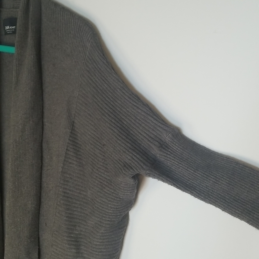 Zara Knit Cowl Neck Gray Open Front Sweater Medium - Picture 3 of 5